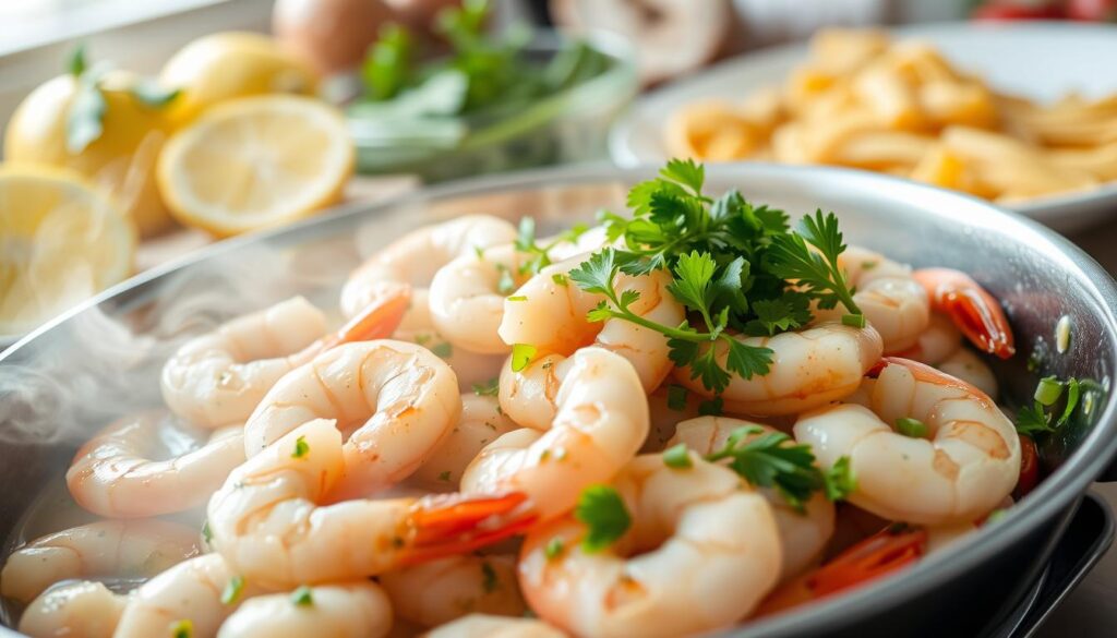 Olive Garden Shrimp Scampi with garlic butter sauce and parmesan